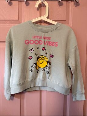 2 FOR $50 - Little Miss "Good Vibes" Graphic oversized crop Sweatshirt